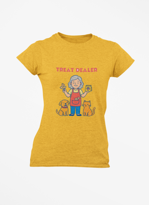 20260305053721-1f118556-158b-6a08-81e8-ca77ef2ec6bb.png Treat Dealer T-Shirt — Funny Pet Lover Shirt with Grandma, Dog & Cat Graphic