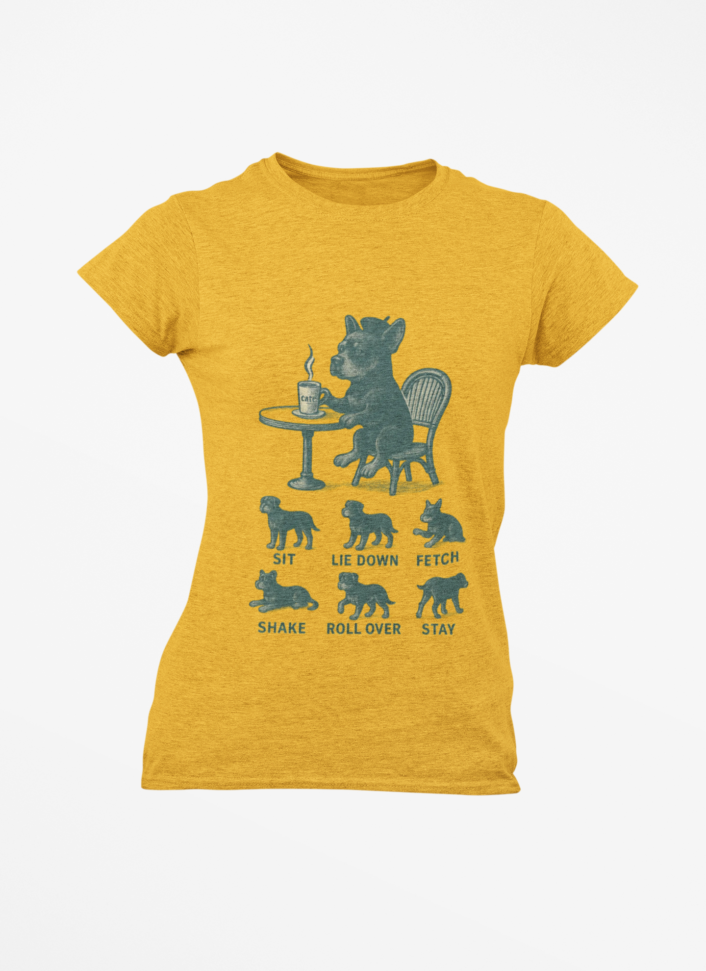 Puppy Training T-Shirt — Funny (Sit, Lie Down, Fetch)