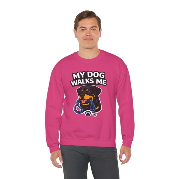 My Dog Walks Me Sweatshirt — Funny Rottweiler Dog Lover Crewneck