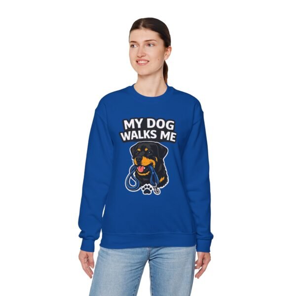 My Dog Walks Me Sweatshirt — Funny Rottweiler Dog Lover Crewneck