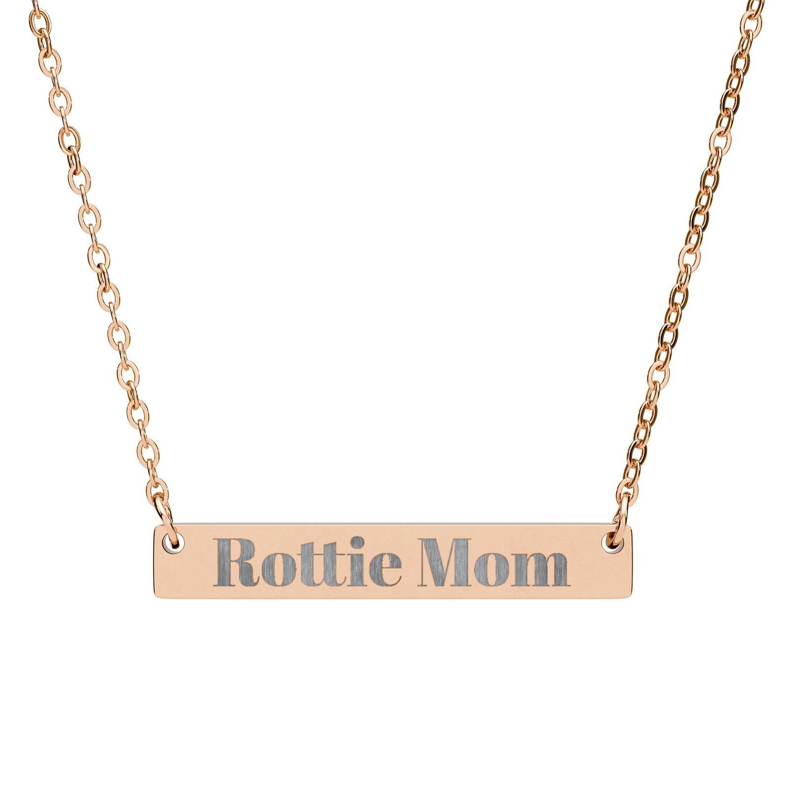 Rottie Mom Engraved Horizontal Bar Necklace
