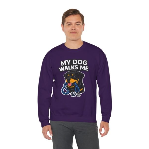 My Dog Walks Me Sweatshirt — Funny Rottweiler Dog Lover Crewneck