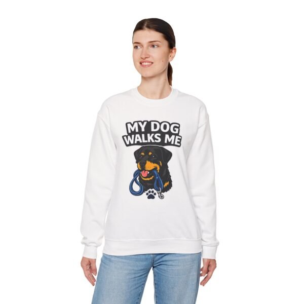 My Dog Walks Me Sweatshirt — Funny Rottweiler Dog Lover Crewneck