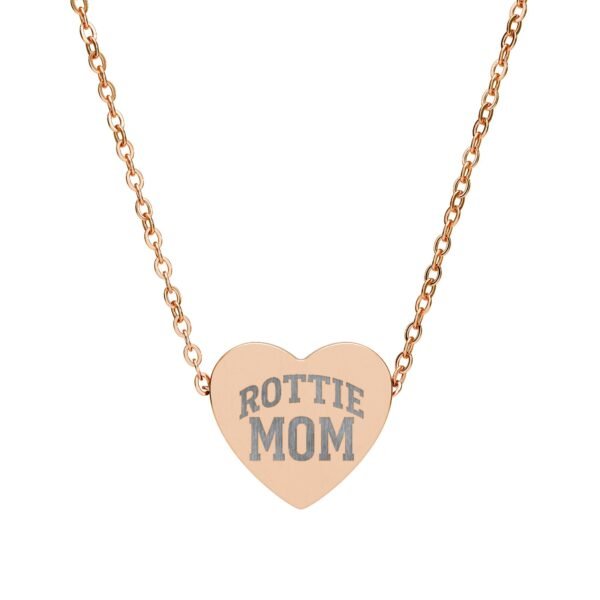 Rottie Mom Engraved Heart Necklace Gift for Mother's Day