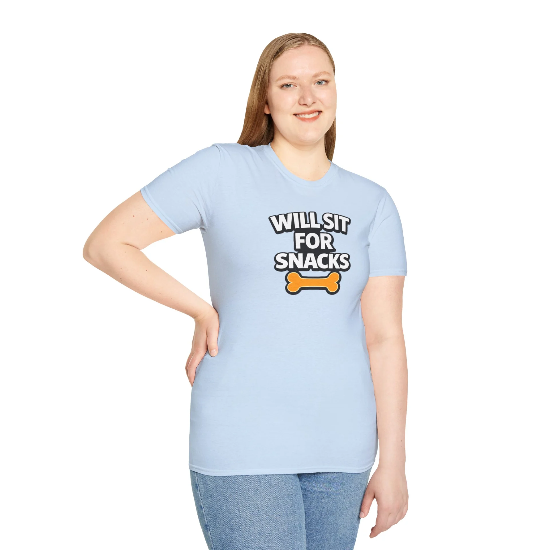 Will Sit For Snacks T-Shirt — Funny Dog Lover Tee with Bone Graphic