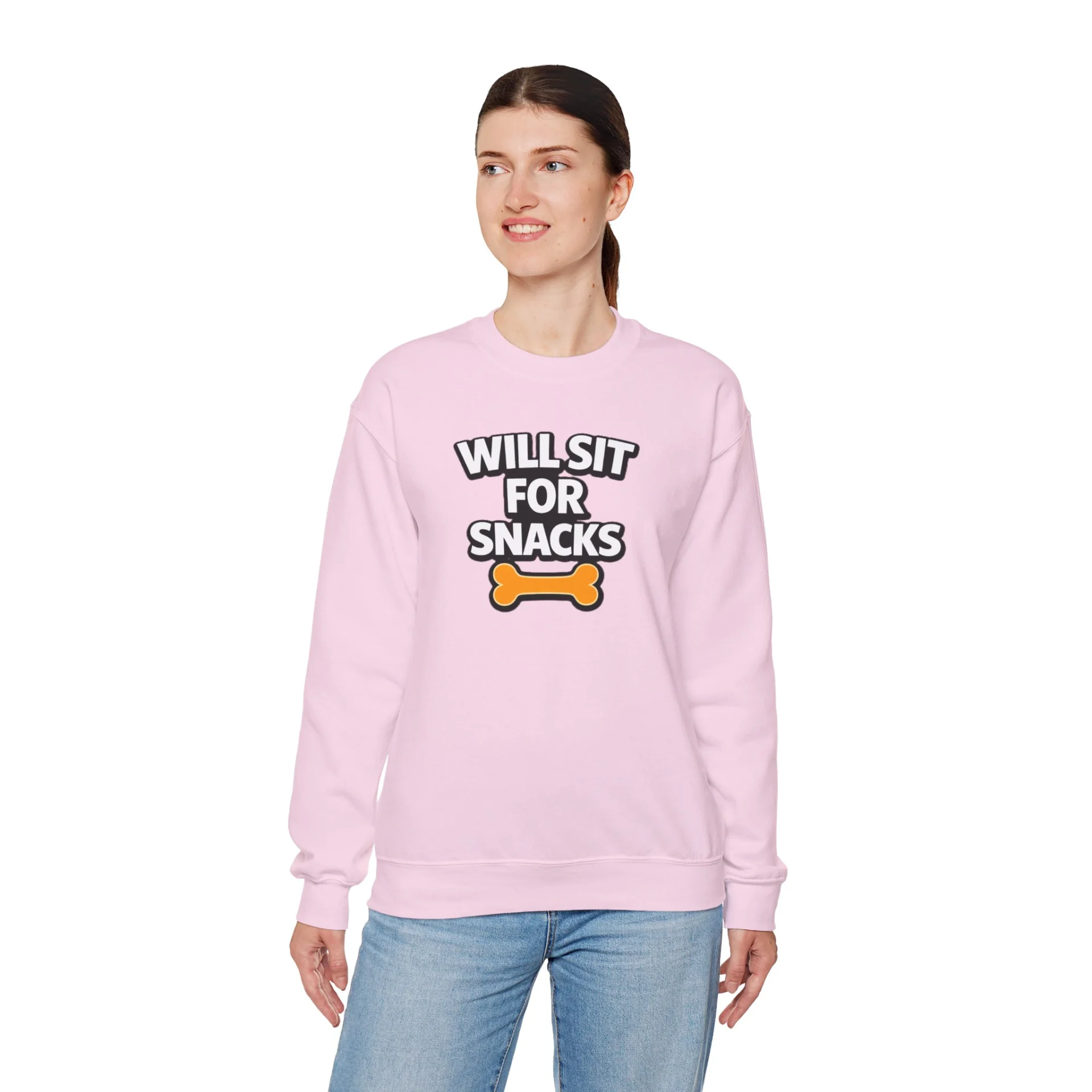 Will Sit for Snacks Funny Dog Bone Crewneck