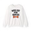 Will Sit for Snacks Funny Dog Bone Crewneck
