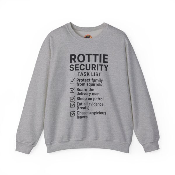 10538437075803869002_2048.jpeg Rottie Security™ "Funny Task List" Light Color Crewneck Sweatshirt
