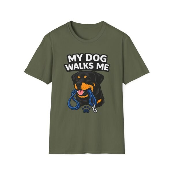 10872840542206237697_2048.jpeg My Dog Walks Me T‑Shirt — Funny Rottweiler Pet Owner Tee