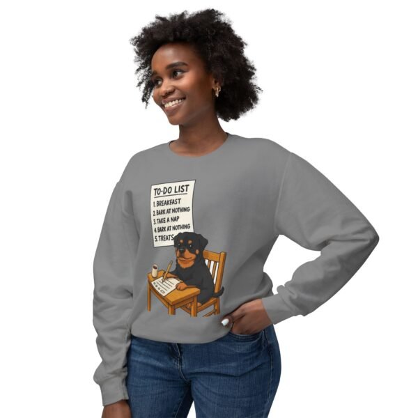 12346849811003128600_2048.jpeg Rottweiler To-Do List Sweatshirt — Cute Dog Cartoon Crewneck