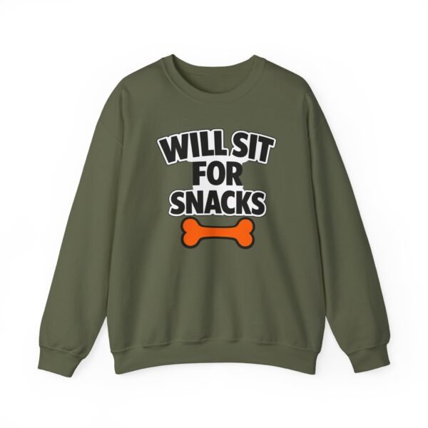 Will Sit for Snacks Funny Dog Bone Crewneck