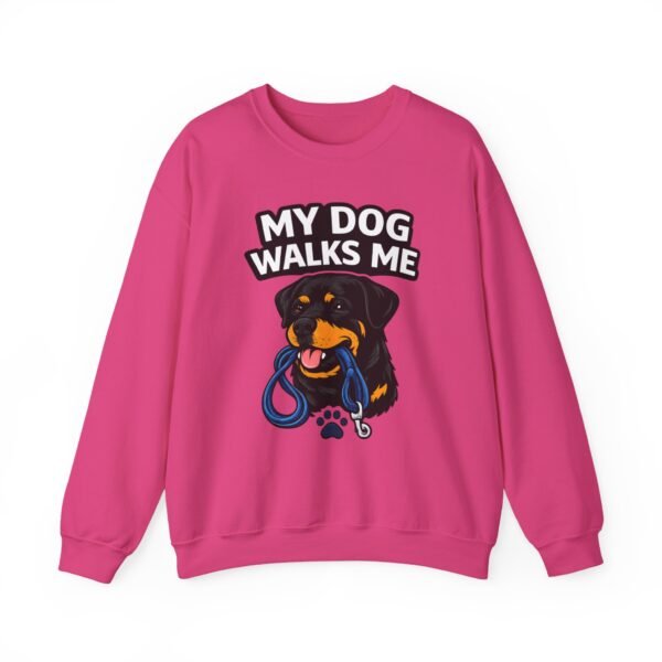 12631553521540296642_2048.jpeg My Dog Walks Me Sweatshirt — Funny Rottweiler Dog Lover Crewneck