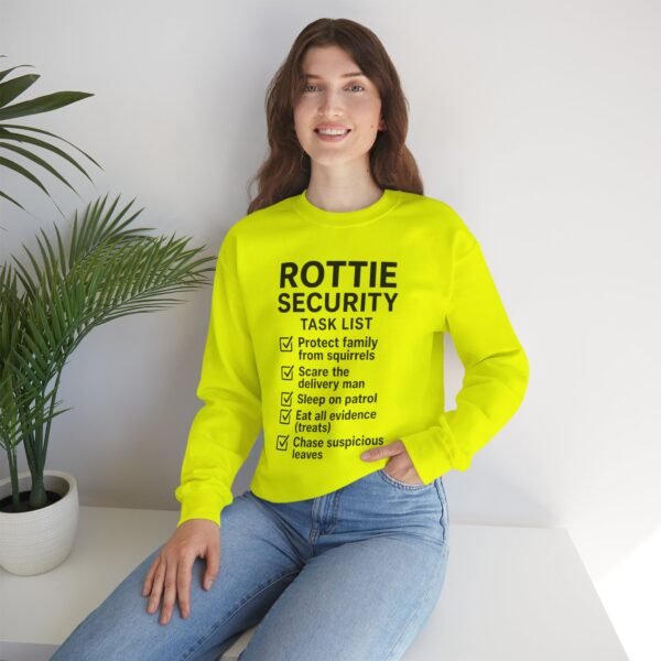 12716679677147270575_2048.jpeg Rottie Security™ "Funny Task List" Light Color Crewneck Sweatshirt