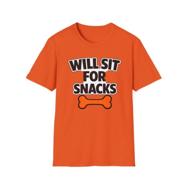 12881513084801628111_2048.jpeg Will Sit For Snacks T-Shirt — Funny Dog Lover Tee with Bone Graphic