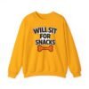 Will Sit for Snacks Funny Dog Bone Crewneck