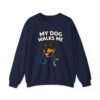 13992640300398979851_2048.jpeg My Dog Walks Me Sweatshirt — Funny Rottweiler Dog Lover Crewneck
