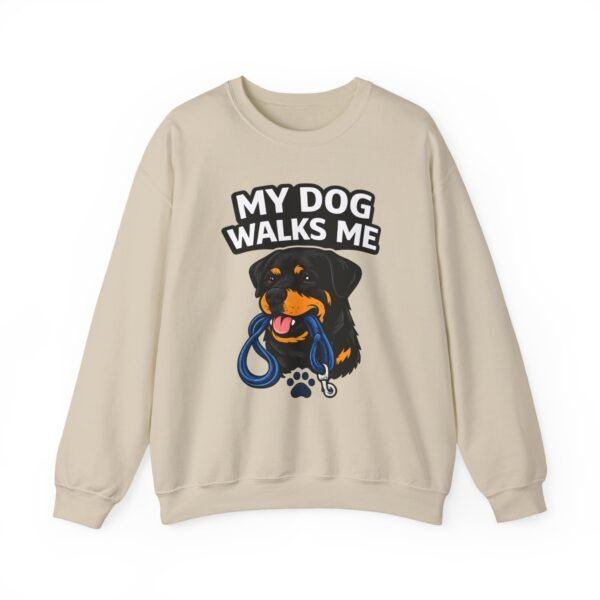 14021899959383559493_2048.jpeg My Dog Walks Me Sweatshirt — Funny Rottweiler Dog Lover Crewneck