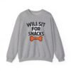 Will Sit for Snacks Funny Dog Bone Crewneck