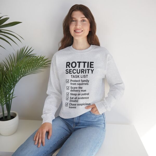 15531502406638525439_2048-1.jpeg Rottie Security™ "Funny Task List" Light Color Crewneck Sweatshirt