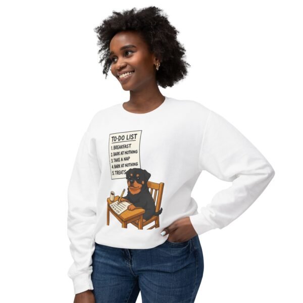 15679891497727222879_2048.jpeg Rottweiler To-Do List Sweatshirt — Cute Dog Cartoon Crewneck