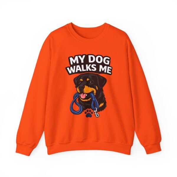 16043959940197030809_2048.jpeg My Dog Walks Me Sweatshirt — Funny Rottweiler Dog Lover Crewneck