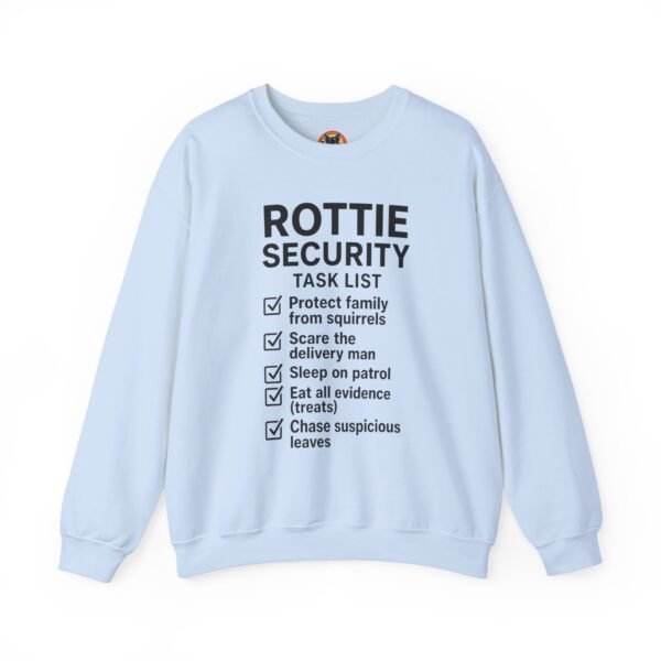 17074390804869285487_2048.jpeg Rottie Security™ "Funny Task List" Light Color Crewneck Sweatshirt