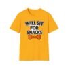 17294065664923819436_2048.jpeg Will Sit For Snacks T-Shirt — Funny Dog Lover Tee with Bone Graphic