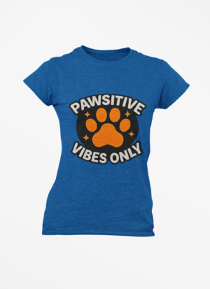 Pawsitive Vibes Only T-Shirt - Cute Orange Paw Graphic