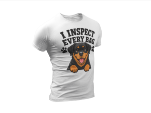 I Inspect Every Bag Rottweiler T-Shirt – Funny Dog Lover Tee