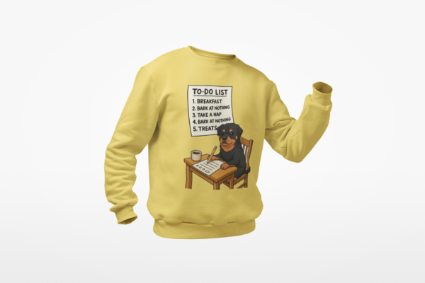 20260529214451-1f15ba79-f6cf-6490-a4b1-420398e55292.png Rottweiler To-Do List Sweatshirt — Cute Dog Cartoon Crewneck
