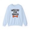 Will Sit for Snacks Funny Dog Bone Crewneck