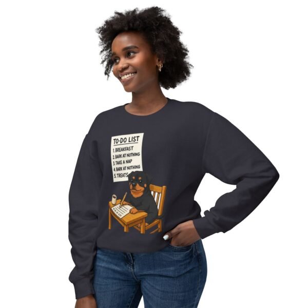 3242664697503110012_2048.jpeg Rottweiler To-Do List Sweatshirt — Cute Dog Cartoon Crewneck