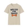 3789788569293808313_2048.jpeg Will Sit For Snacks T-Shirt — Funny Dog Lover Tee with Bone Graphic