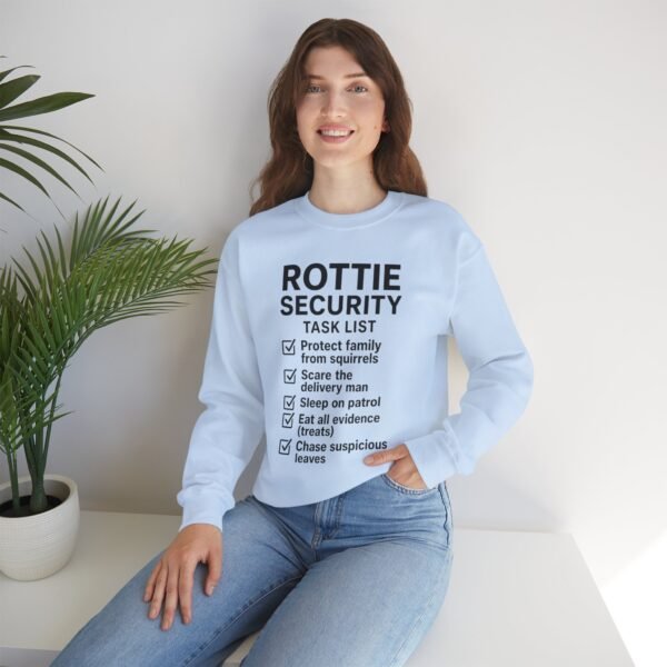 4314574261092859637_2048.jpeg Rottie Security™ "Funny Task List" Light Color Crewneck Sweatshirt