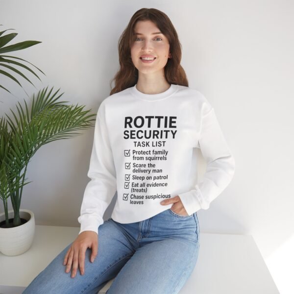 4790567148691333168_2048.jpeg Rottie Security™ "Funny Task List" Light Color Crewneck Sweatshirt