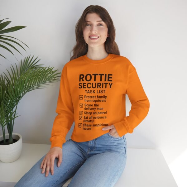 4956078134433828857_2048.jpeg Rottie Security™ "Funny Task List" Light Color Crewneck Sweatshirt