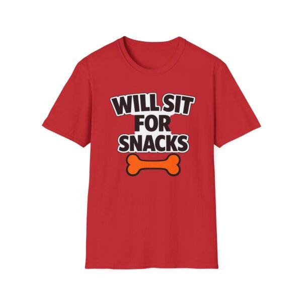 505630048564827325_2048.jpeg Will Sit For Snacks T-Shirt — Funny Dog Lover Tee with Bone Graphic