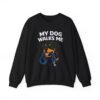 5533941113004245519_2048.jpeg My Dog Walks Me Sweatshirt — Funny Rottweiler Dog Lover Crewneck