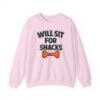Will Sit for Snacks Funny Dog Bone Crewneck