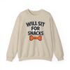 Will Sit for Snacks Funny Dog Bone Crewneck