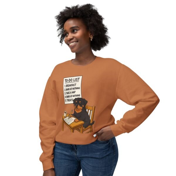 7040889917587676663_2048.jpeg Rottweiler To-Do List Sweatshirt — Cute Dog Cartoon Crewneck