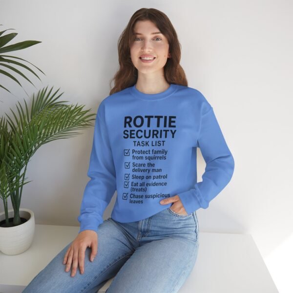7219877205185046848_2048.jpeg Rottie Security™ "Funny Task List" Light Color Crewneck Sweatshirt