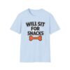 7288332396561043285_2048.jpeg Will Sit For Snacks T-Shirt — Funny Dog Lover Tee with Bone Graphic