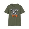 7539326672069442404_2048.jpeg Will Sit For Snacks T-Shirt — Funny Dog Lover Tee with Bone Graphic