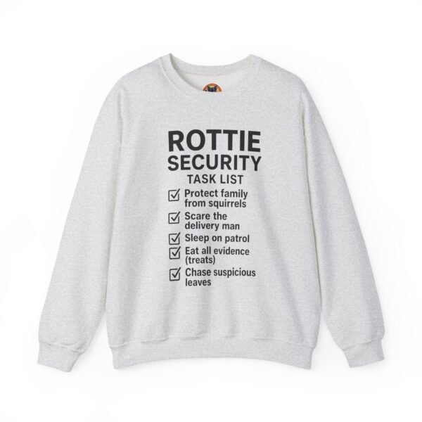 8255505436552389319_2048-1.jpeg Rottie Security™ "Funny Task List" Light Color Crewneck Sweatshirt