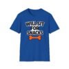 953521760381495226_2048.jpeg Will Sit For Snacks T-Shirt — Funny Dog Lover Tee with Bone Graphic