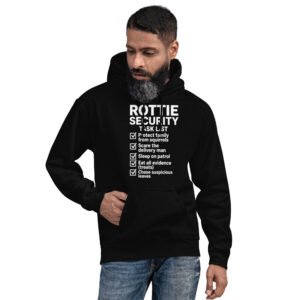unisex-heavy-blend-hoodie-black-front-6a14e41c0f0ec.jpg Rottie Security Task List Hoodie — Funny Rottweiler Dog Lover DKC Unisex Hoodie